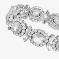 Monet Jewelry Womens Glass Simulated Pearl Oval Stretch Bracelet