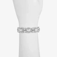 Monet Jewelry Womens Glass Simulated Pearl Oval Stretch Bracelet