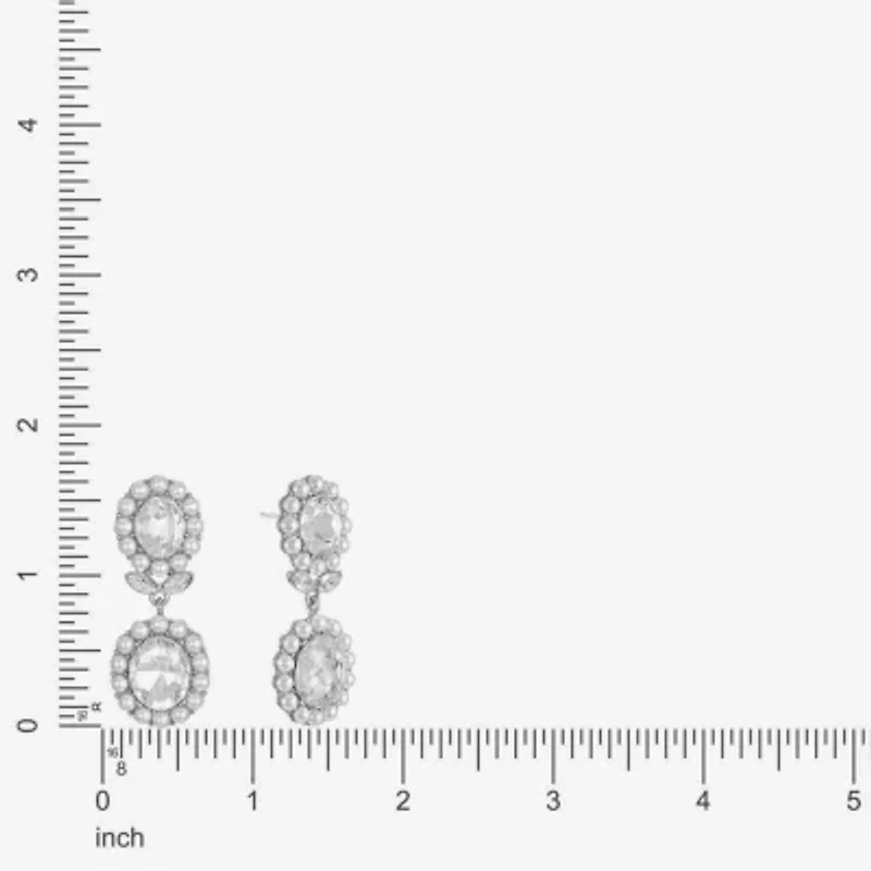 Monet Jewelry Womens Glass Simulated Pearl Oval Hypoallergenic Drop Earrings