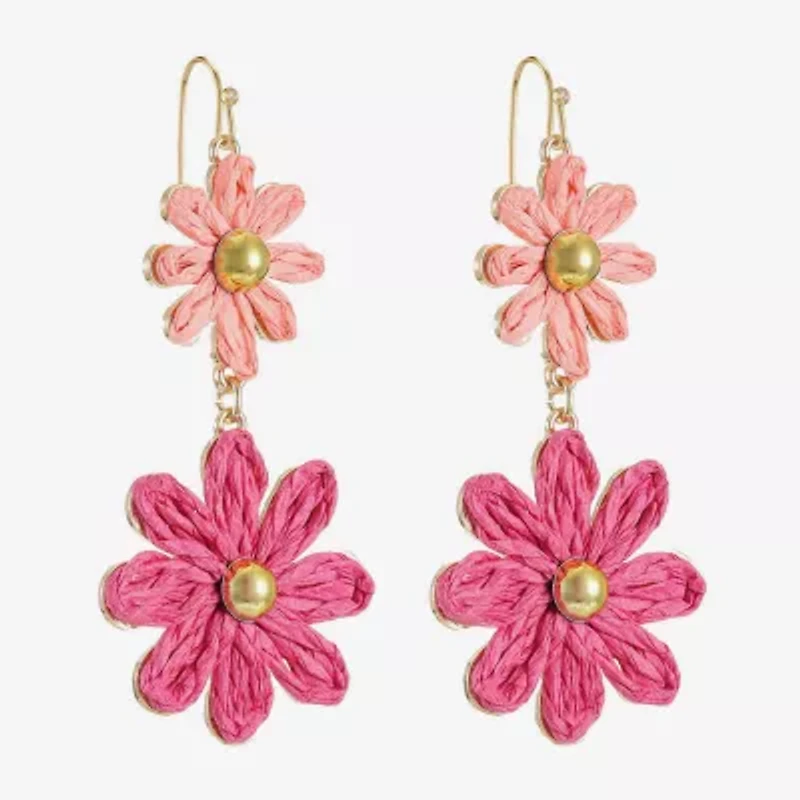 Liz Claiborne Womens Flower Drop Earrings