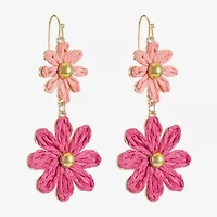 Liz Claiborne Womens Flower Drop Earrings