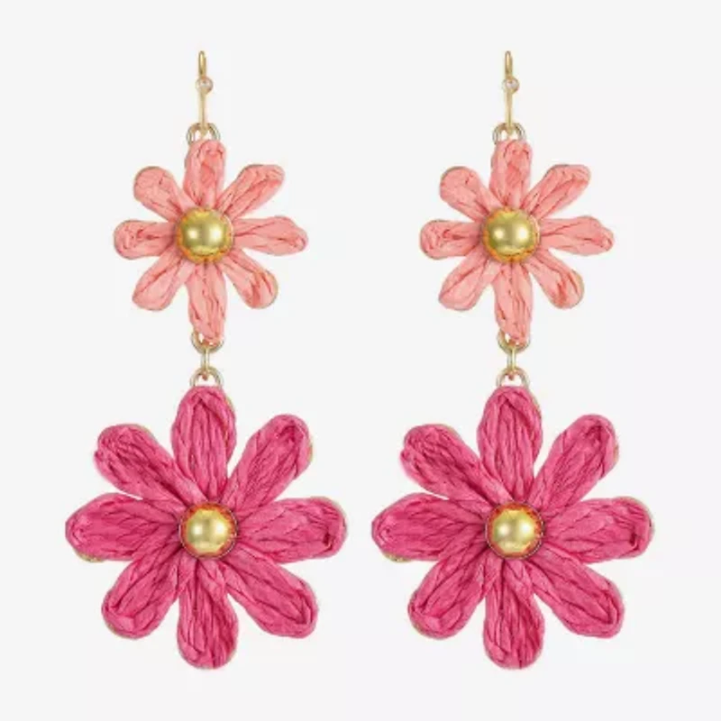 Liz Claiborne Womens Flower Drop Earrings