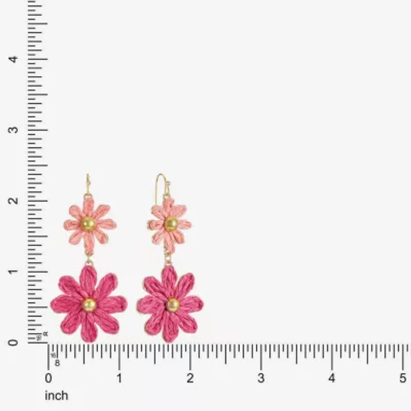 Liz Claiborne Womens Flower Drop Earrings