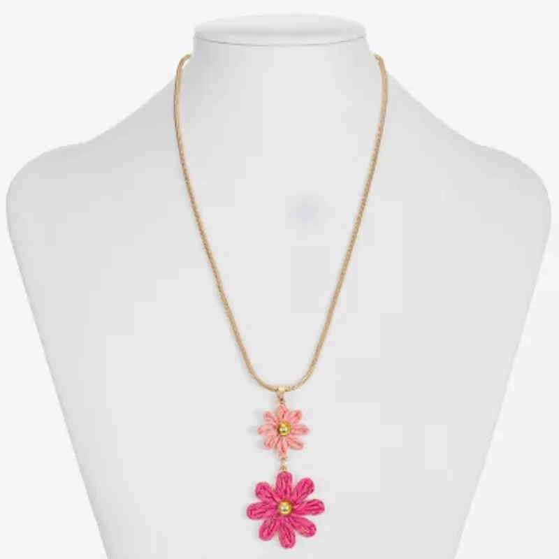 Liz Claiborne Womens Flower 17 Inch Pendant Necklace