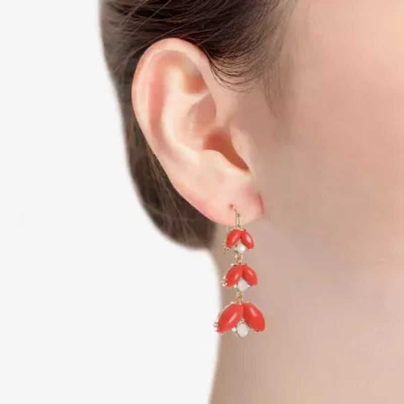 Liz Claiborne Womens Glass Drop Earrings