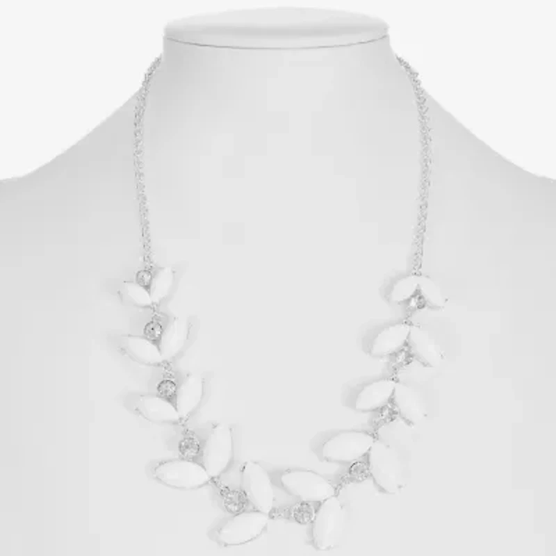 Liz Claiborne Womens White 17 Inch Collar Necklace