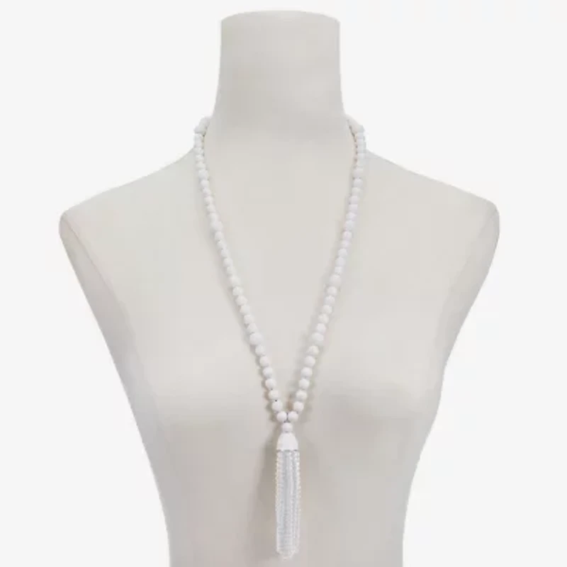 Liz Claiborne Tassel Womens 28 Inch Beaded Necklace