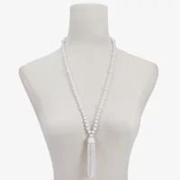 Liz Claiborne Tassel Womens 28 Inch Beaded Necklace