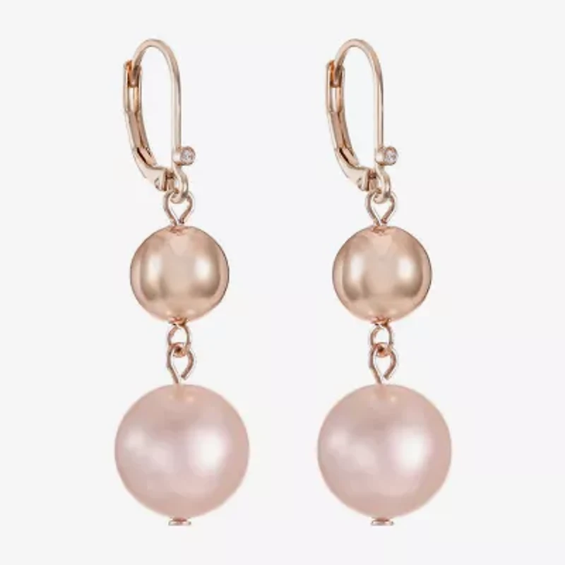 Monet Jewelry Womens Simulated Pearl Round Drop Earrings