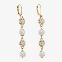 Monet Jewelry Womens Glass Simulated Pearl Round Drop Earrings