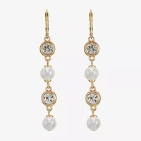 Monet Jewelry Womens Glass Simulated Pearl Round Drop Earrings