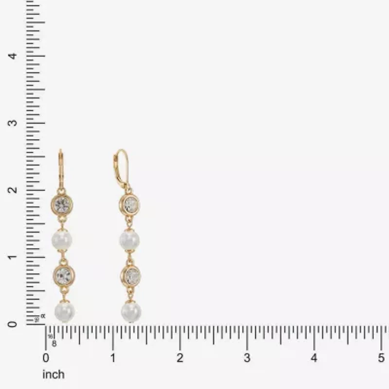 Monet Jewelry Womens Glass Simulated Pearl Round Drop Earrings