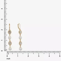 Monet Jewelry Womens Glass Simulated Pearl Round Drop Earrings
