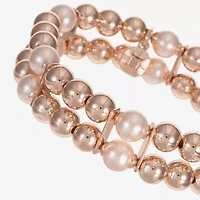 Monet Jewelry Womens Simulated Pearl Round Stretch Bracelet