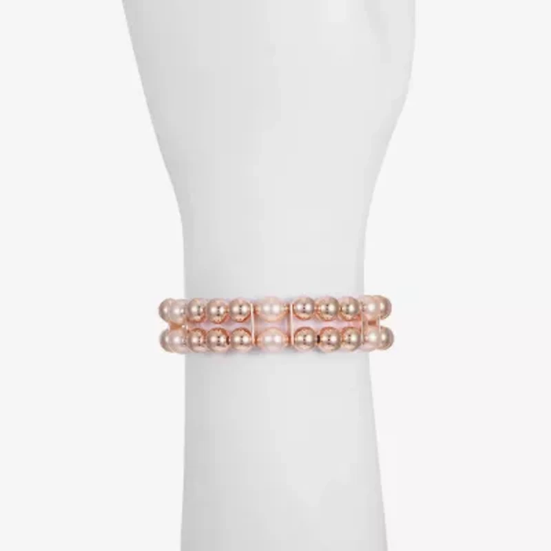 Monet Jewelry Womens Simulated Pearl Round Stretch Bracelet