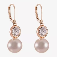 Monet Jewelry Womens Glass Simulated Pearl Round Drop Earrings
