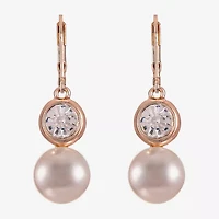Monet Jewelry Womens Glass Simulated Pearl Round Drop Earrings