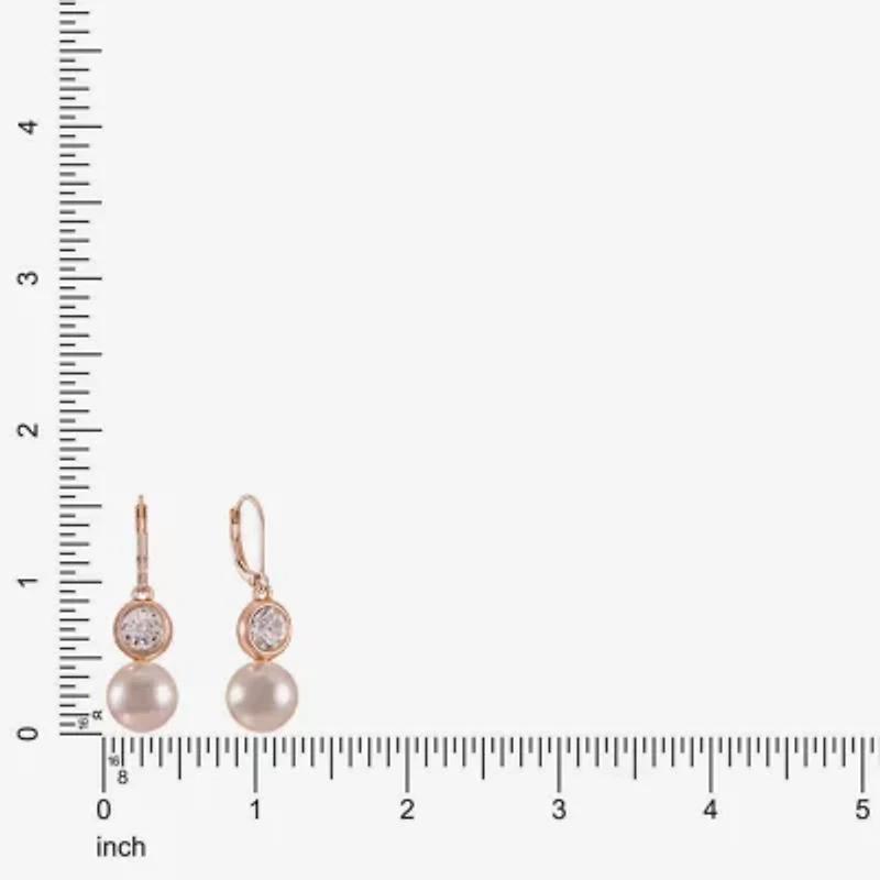 Monet Jewelry Womens Glass Simulated Pearl Round Drop Earrings