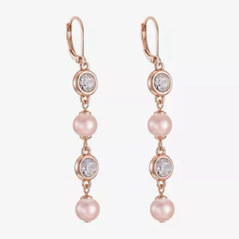 Monet Jewelry Womens Glass Simulated Pearl Round Drop Earrings