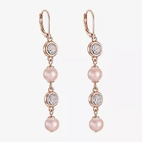 Monet Jewelry Womens Glass Simulated Pearl Round Drop Earrings