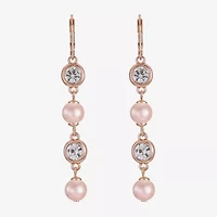 Monet Jewelry Womens Glass Simulated Pearl Round Drop Earrings