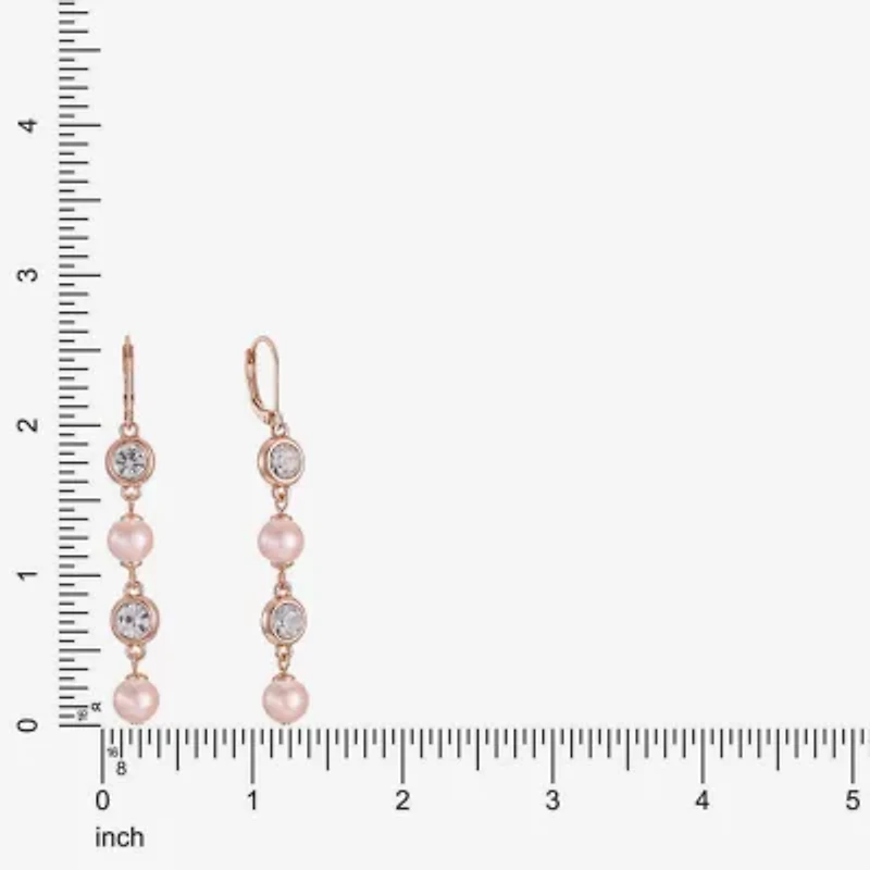 Monet Jewelry Womens Glass Simulated Pearl Round Drop Earrings