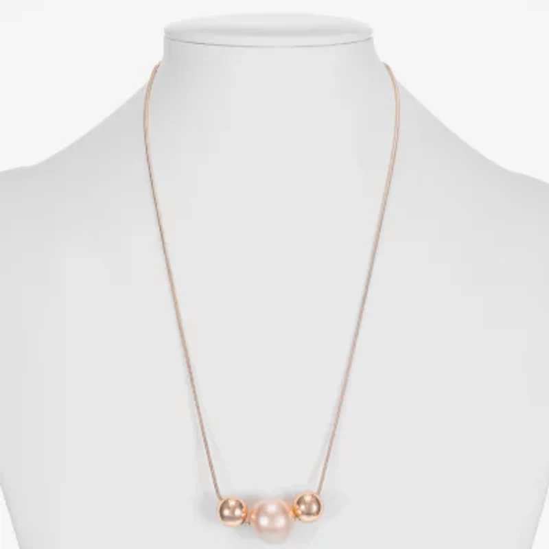 Monet Jewelry Womens Simulated Pearl Round 18 Inch Pendant Necklace