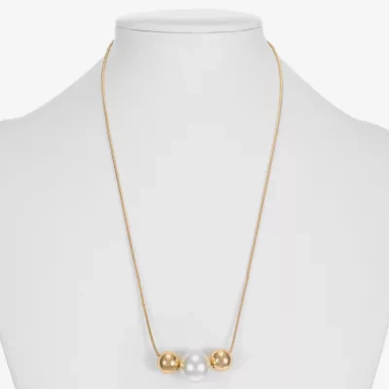 Monet Jewelry Womens Simulated Pearl Round 18 Inch Pendant Necklace