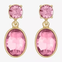 Monet Jewelry Womens Pink Glass Oval Hypoallergenic Drop Earrings