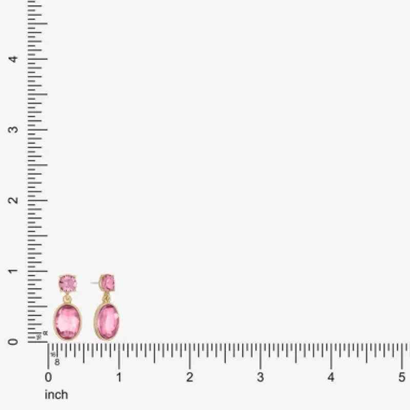 Monet Jewelry Womens Pink Glass Oval Hypoallergenic Drop Earrings