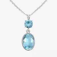 Monet Jewelry Womens Blue Glass Oval 17 Inch Pendant Necklace