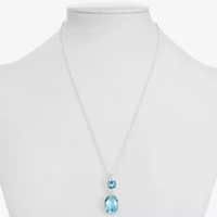 Monet Jewelry Womens Blue Glass Oval 17 Inch Pendant Necklace