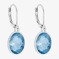 Monet Jewelry Womens Blue Glass Oval Drop Earrings