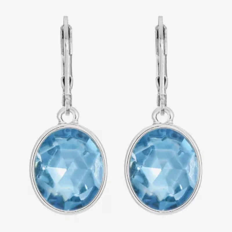 Monet Jewelry Womens Blue Glass Oval Drop Earrings