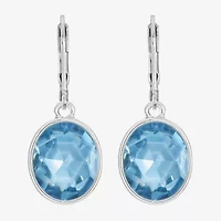 Monet Jewelry Womens Blue Glass Oval Drop Earrings