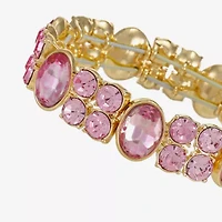 Monet Jewelry Womens Pink Glass Oval Stretch Bracelet
