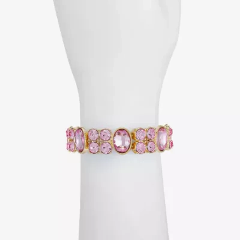 Monet Jewelry Womens Pink Glass Oval Stretch Bracelet