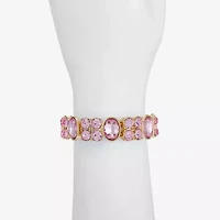 Monet Jewelry Womens Pink Glass Oval Stretch Bracelet