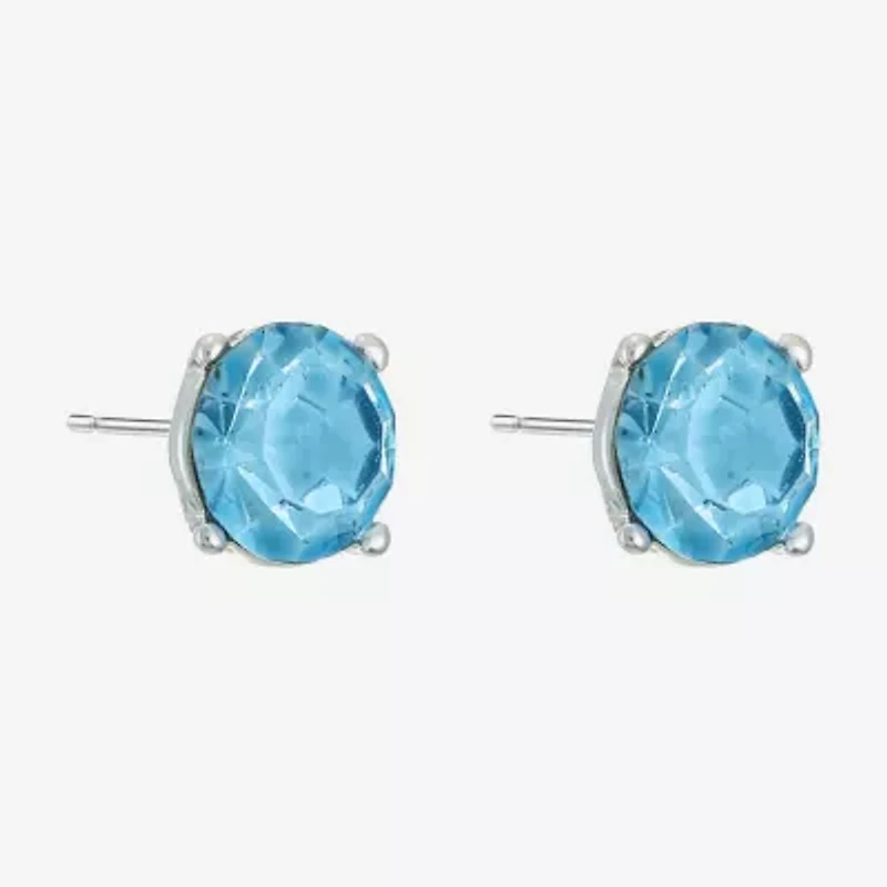 Monet Jewelry Blue Glass 8mm Round Stud Earrings