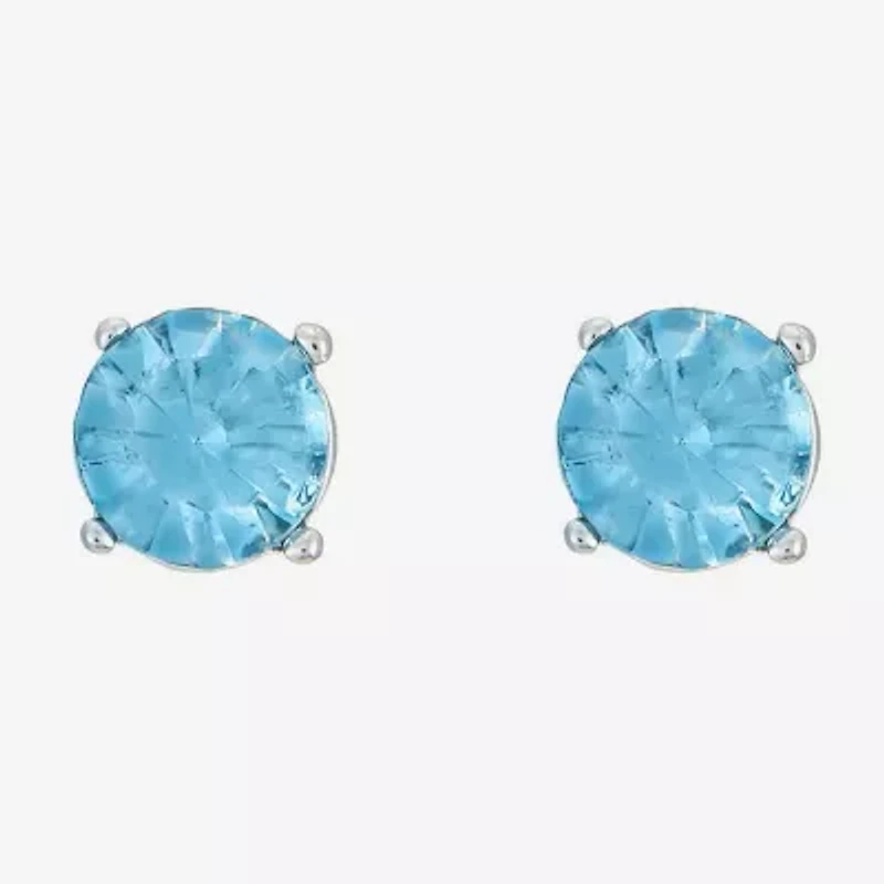 Monet Jewelry Blue Glass 8mm Round Stud Earrings