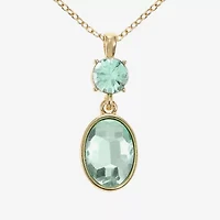 Monet Jewelry Womens Blue Glass Oval 17 Inch Pendant Necklace