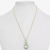 Monet Jewelry Womens Blue Glass Oval 17 Inch Pendant Necklace