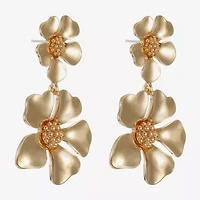 Liz Claiborne Womens Flower Hypoallergenic Drop Earrings