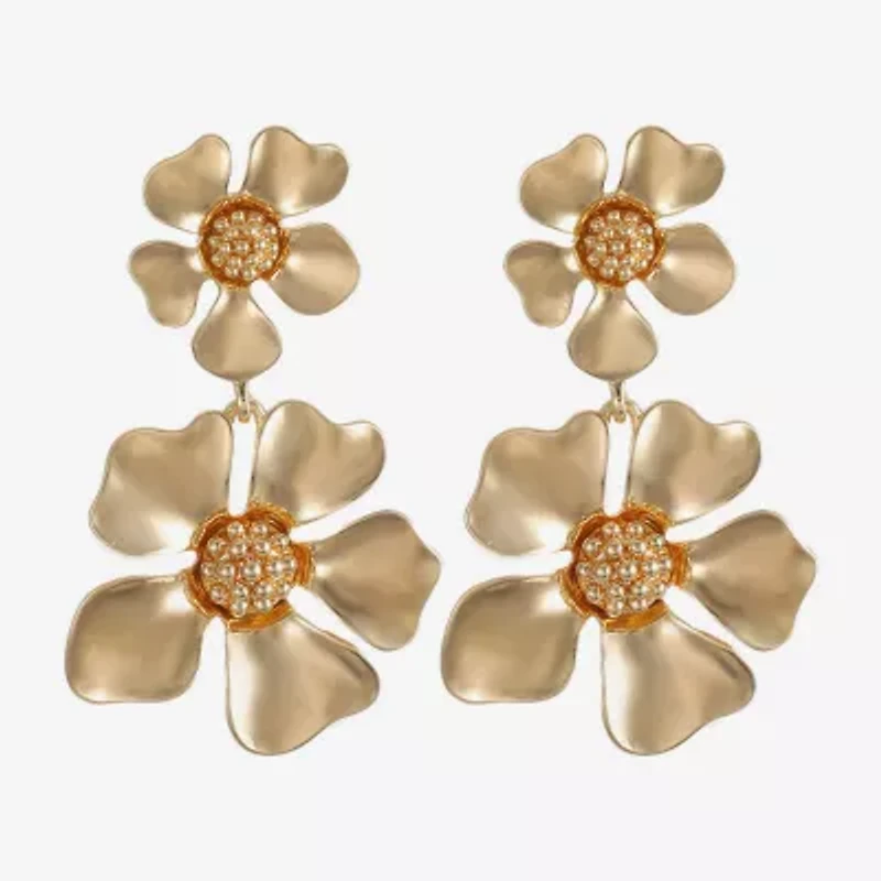 Liz Claiborne Womens Flower Hypoallergenic Drop Earrings