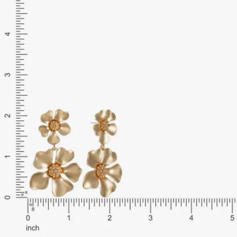 Liz Claiborne Womens Flower Hypoallergenic Drop Earrings