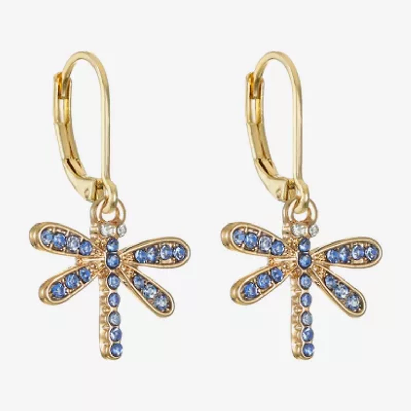 Monet Jewelry Womens Blue Glass Drop Earrings