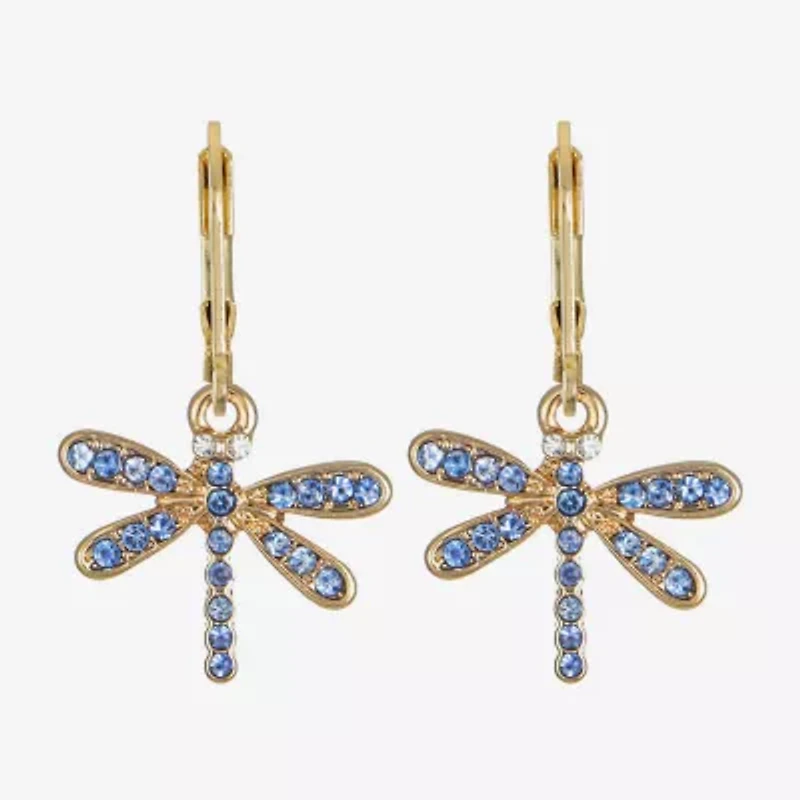 Monet Jewelry Womens Blue Glass Drop Earrings
