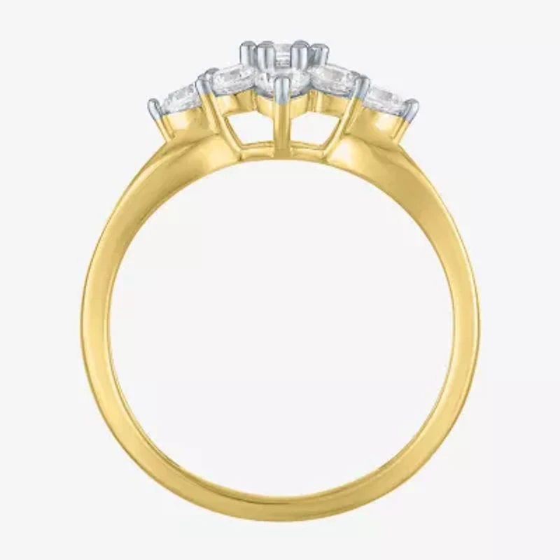 (G-H / Si2-I1) Womens 2/3 Ct. T.W. Lab Grown White Diamond 10K Gold Cocktail Ring