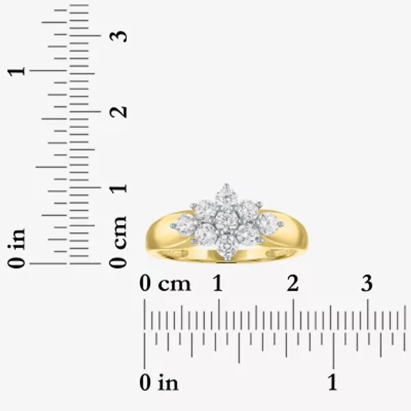 (G-H / Si2-I1) Womens 2/3 Ct. T.W. Lab Grown White Diamond 10K Gold Cocktail Ring