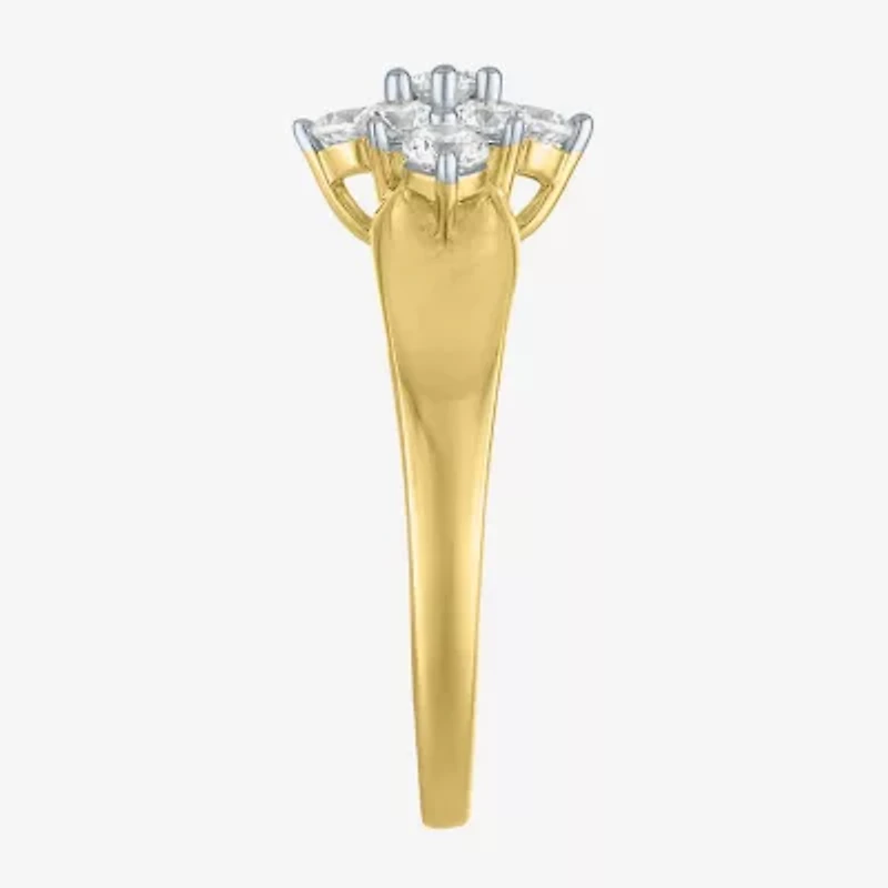 (G-H / Si2-I1) Womens 2/3 Ct. T.W. Lab Grown White Diamond 10K Gold Cocktail Ring
